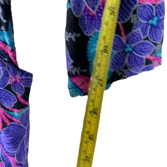 Vintage 90s Jewel Tone Button Up Floral Print Sheath Dress Small - Picture 10 of 12